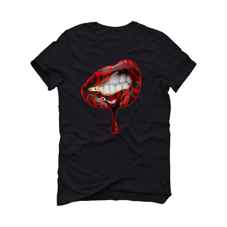 Air Jordan 5 Raging Bull Black T-Shirt (lips unsealed) - illCurrency Sneaker Matching Apparel