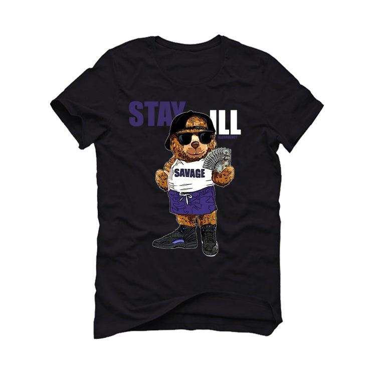 Jordan 12 Retro Black Dark Concord Black T-Shirt (Stay ill) - illCurrency Sneaker Matching Apparel