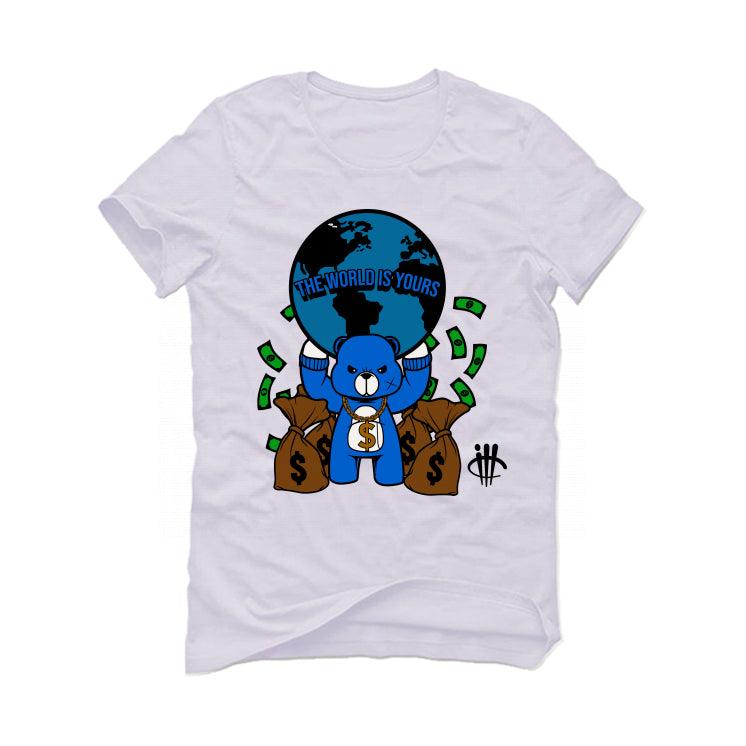 adidas Yeezy Boost 350 V2 “Dazzling Blue” White T-Shirt (the world is yours) - illCurrency Sneaker Matching Apparel