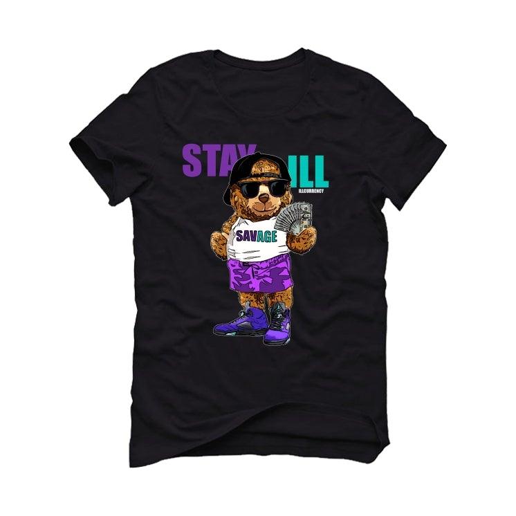 Air Jordan 5 "Alternate Grape" Black T-Shirt (Stay ill bear) - illCurrency Sneaker Matching Apparel