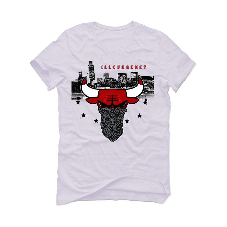 Air Jordan 3 White Cement Reimagined - White T-Shirt (Bulls head chicago)