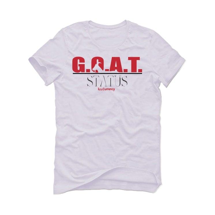 Jordan 4 Retro Fire Red (2020) White T-Shirt (Goat Status quo) - illCurrency Sneaker Matching Apparel