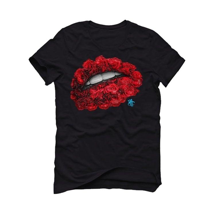 Air Jordan 1 UNC CHI 2019 Black T-Shirt (LIPS N ROSES) - illCurrency Sneaker Matching Apparel