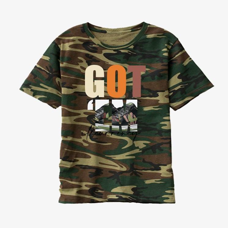 Nike Dunk Low ‘Crazy Camo’ Multi Camo Camo T-Shirt (Got Em) - illCurrency Sneaker Matching Apparel