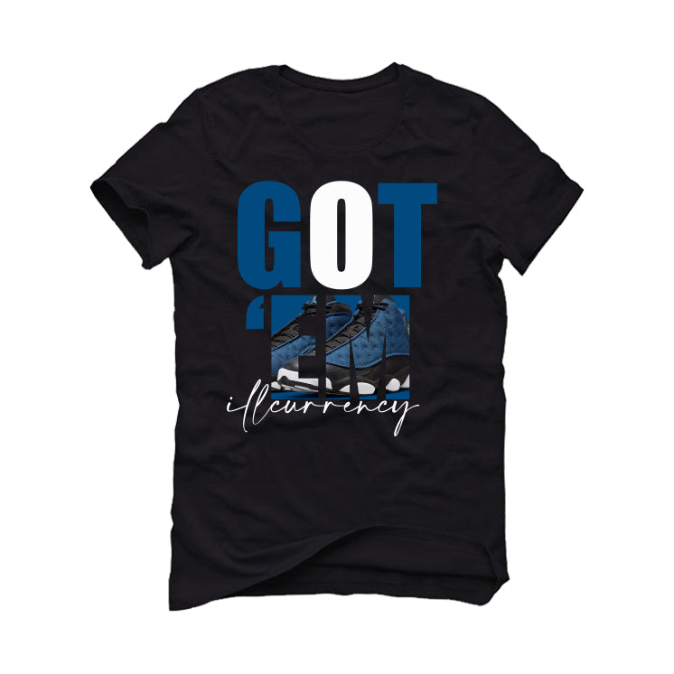 Air Jordan 13 "Brave Blue" 2022 | illCurrency Black T-Shirt (Got Em)