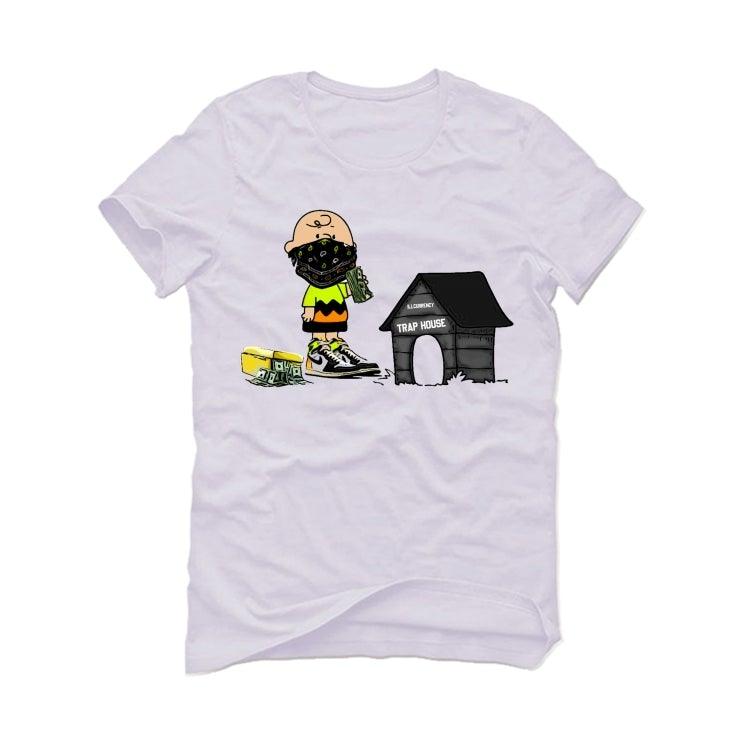 AIR JORDAN 1 HI VOLT GOLD 2021 White T-Shirt (Trap House) - illCurrency Sneaker Matching Apparel