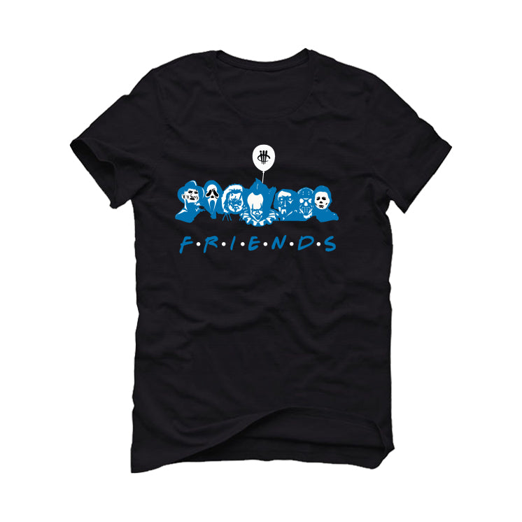 Air Jordan 1 “Dark Marina Blue” Black T-Shirt (F R I E N D S)