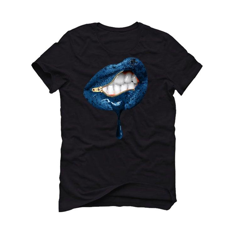 Air Jordan 1 “Dark Marina Blue” Black T-Shirt (LIPS UNSEALED) - illCurrency Sneaker Matching Apparel