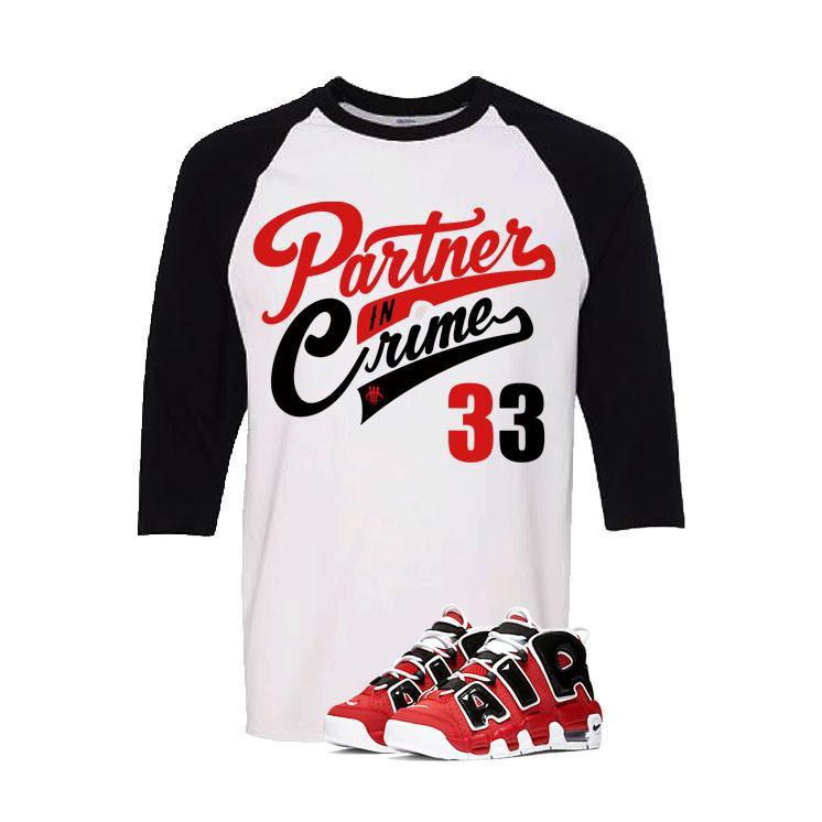 Nike Air More Uptempo Bulls White And Black Baseball T's (Partner In Crime)
