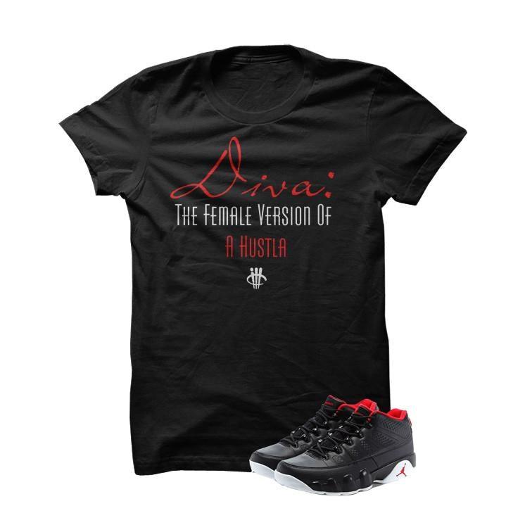 Jordan 9 Low Bred Black T Shirt (Diva)