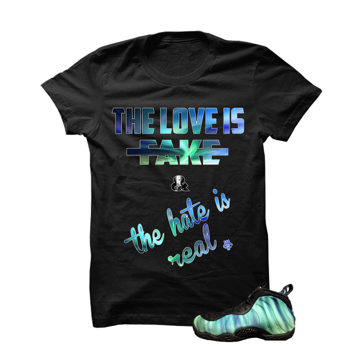 Northern Lights Foams Black T Shirt (Love Is Fake)