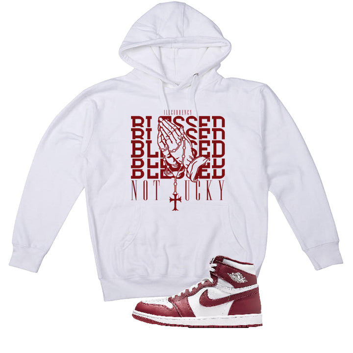 Air Jordan 1 High OG “Team Red” | illcurrency White T-Shirt (Blessed not lucky)