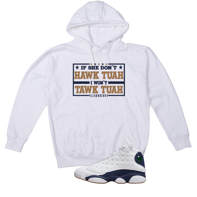 Air Jordan 13 Midnight Navy White T-Shirt (Hawk Tuah)| illcurrency