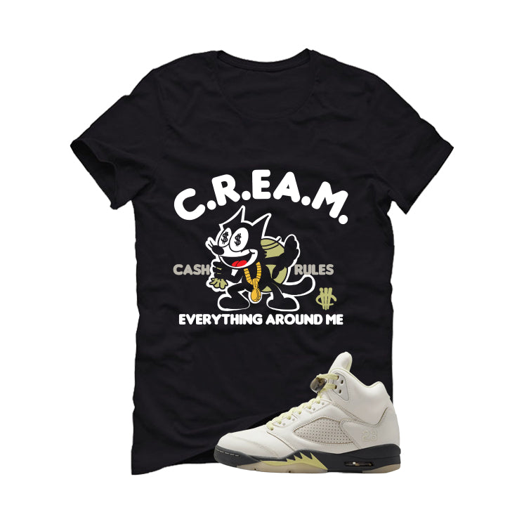 Air Jordan 5 WMNS Luminous Green Black T-Shirt (Cream)| illcurrency