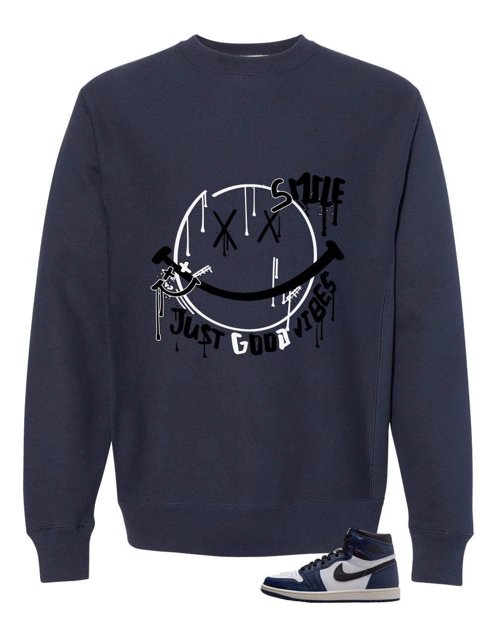 Air Jordan 1 High OG Midnight Navy Navy Blue T-Shirt (Smile)| illcurrency