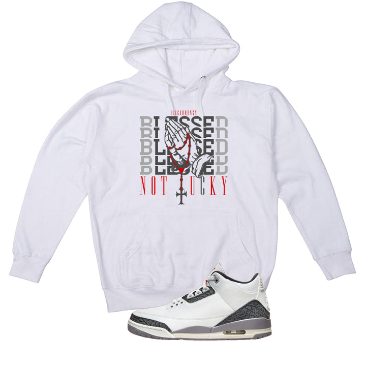 Air Jordan 3 Cement Grey White T-Shirt (Blessed not lucky)| illcurrency