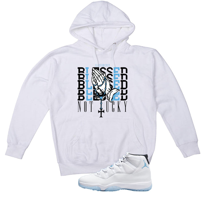 Air Jordan 11 Legend Blue White T-Shirt (Blessed not lucky)| illcurrency