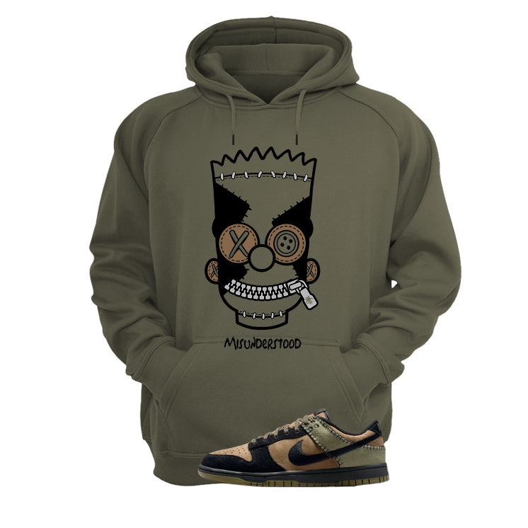 Nike Dunk Low Frankenstein Matching T-Shirt, Sweatshirts & Hoodies Military Green T-Shirt (Misunderstood)| illcurrency