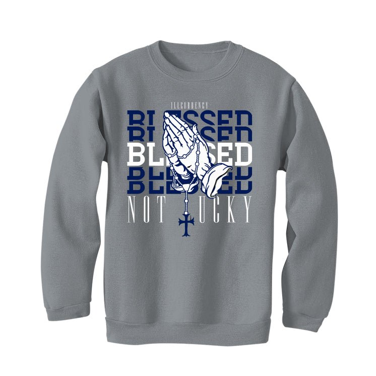 AIR JORDAN 3 “WHITE NAVY”| ILLCURRENCY Grey T-Shirt (Blessed not lucky)