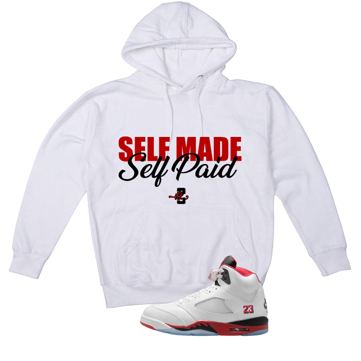 Air Jordan 5 Fire Red Black Tongue White T-Shirt (Self Made Self Paid)| illcurrency