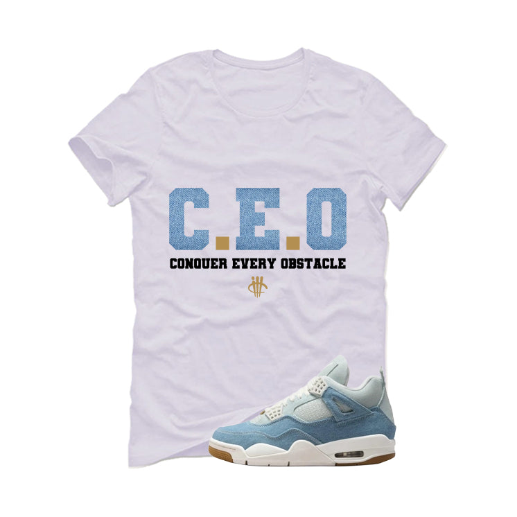 Air Jordan 4 Denim Worn Blue White T-Shirt (Ceo)| illcurrency