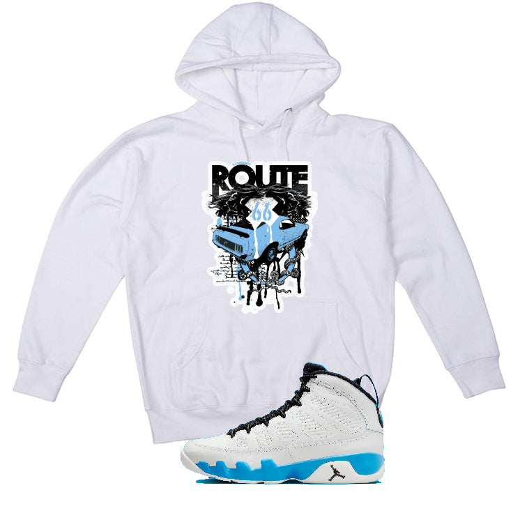 Air Jordan 9 “Powder Blue” | illcurrency White T-Shirt (Route 66 Vintage car)