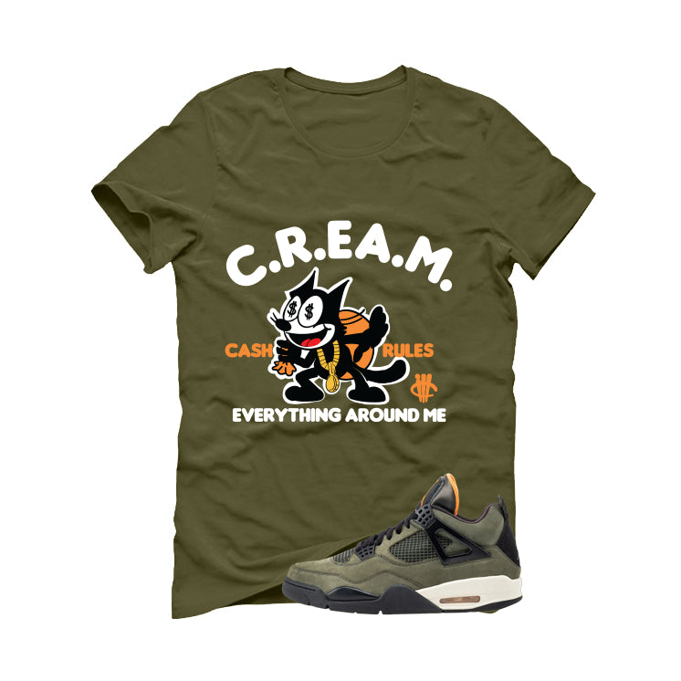 Undefeated x Air Jordan 4 Military Green T-Shirt (Cash Rules)| illcurrency
