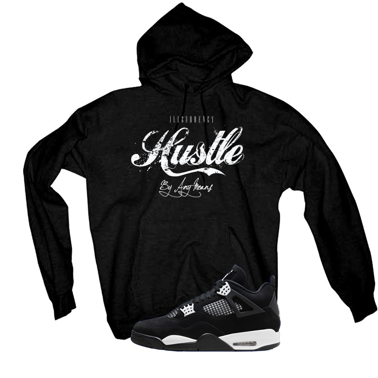 Air Jordan 4 White Thunder Black T-Shirt (Hustle By Any Means)| illcurrency