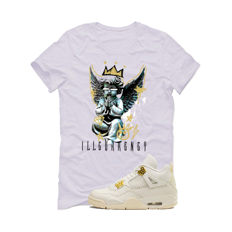 Air Jordan 4 WMNS “Metallic Gold” | illcurrency White T-Shirt (Graffiti Angel)