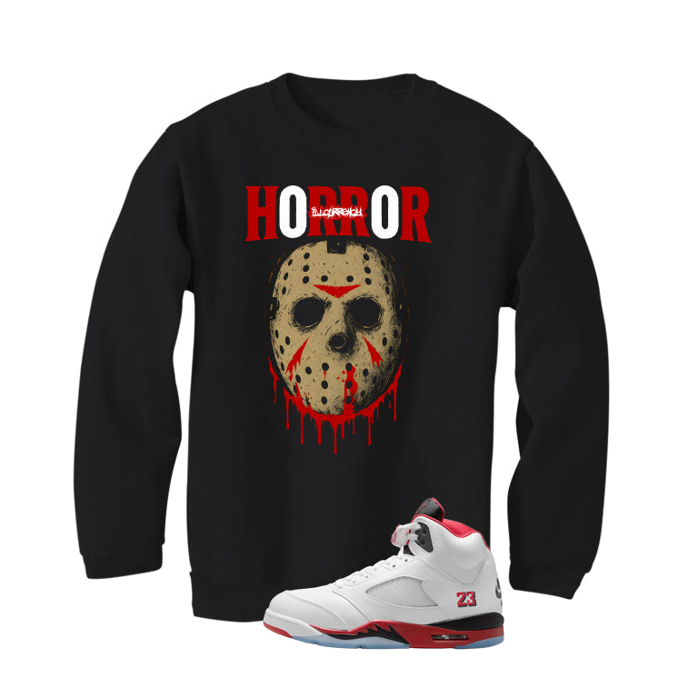 Air Jordan 5 Fire Red Black Tongue Black T-Shirt (Jason Horror)| illcurrency