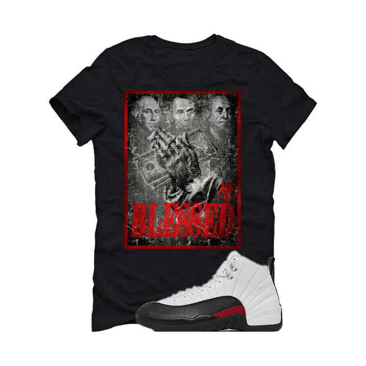 Air Jordan 12 “Red Taxi” | illcurrency Black T-Shirt (BLESSED FORTUNE)