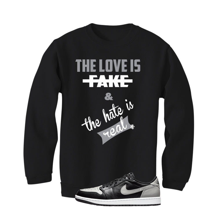 Air Jordan 1 Low OG Shadow Black T-Shirt (Love is Fake)