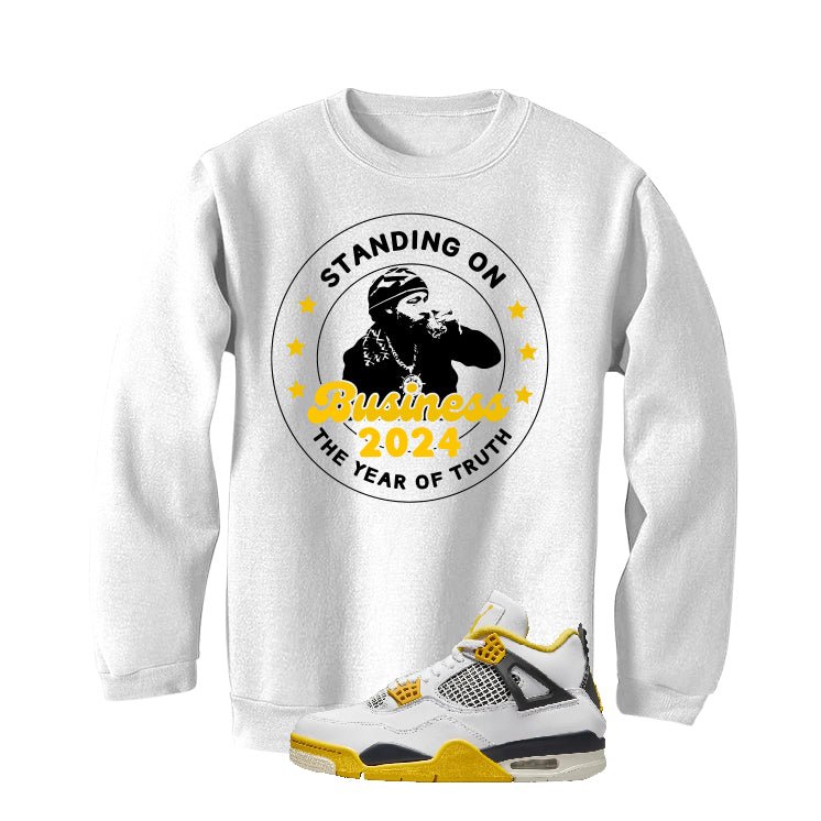 Air Jordan 4 WNNS “Vivid Sulfur” | illcurrency White T-Shirt (STANDING ON BUSINESS)