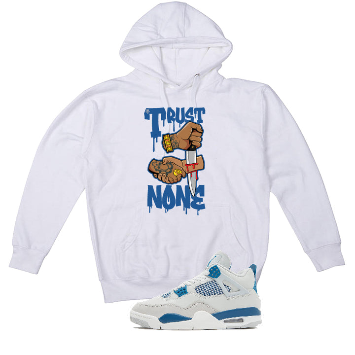 Air Jordan 4 “Military Blue” | illcurrency White T-Shirt (TRUST NO ONE)