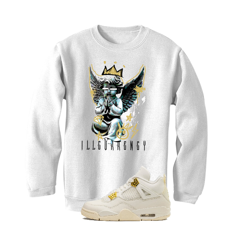 Air Jordan 4 WMNS “Metallic Gold” | illcurrency White T-Shirt (Graffiti Angel)