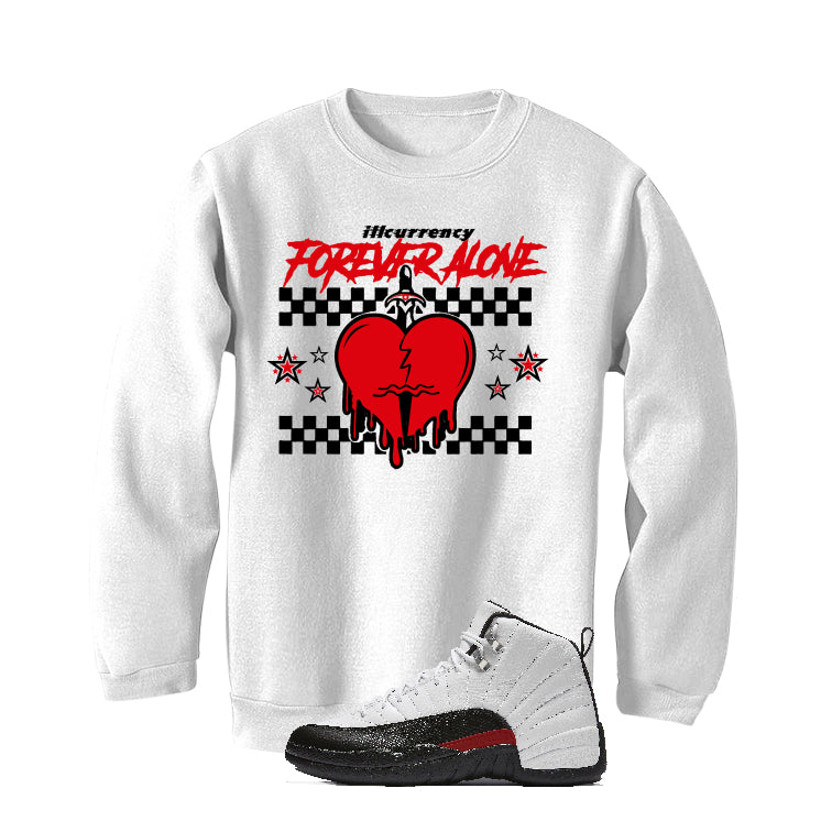 Air Jordan 12 “Red Taxi” | illcurrency White T-Shirt (Forever Alone)