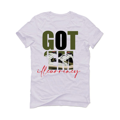 Travis Scott x Air Jordan 1 Low OG "Olive" WMNS | ILLCURRENCY White T-Shirt (Got Em)