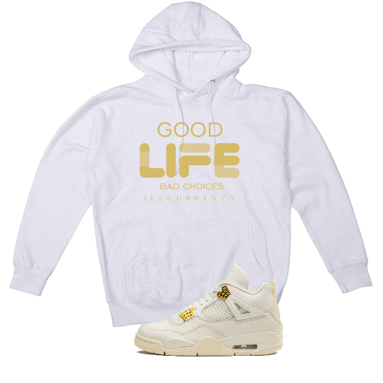 Air Jordan 4 WMNS “Metallic Gold” | illcurrency White T-Shirt (Bad Choices)