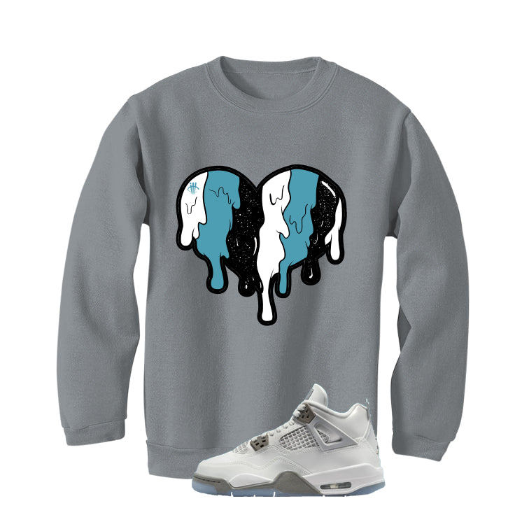 Air Jordan 4 GS Blue Chill Matching T-Shirt, Sweatshirts & Hoodies Grey T-Shirt (Heart)| illcurrency