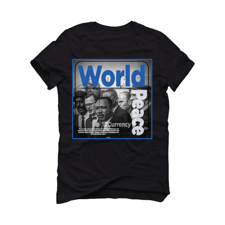 Air Jordan 2 Low Varsity Royal - Black T-Shirt (WORLD PEACE)