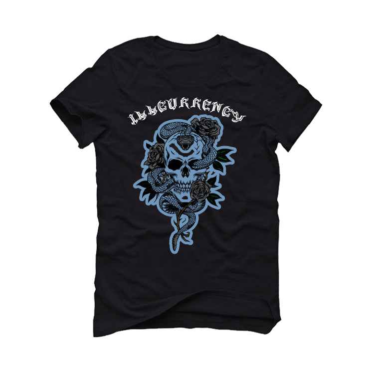 Air Jordan 7 “Chambray” | illcurrency Black T-Shirt (Snake skeleton rose)