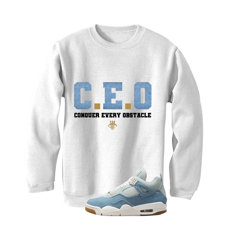 Air Jordan 4 Denim Worn Blue White T-Shirt (Ceo)| illcurrency