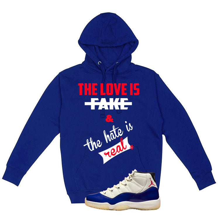 Air Jordan 11 Rare Air Matching T-Shirt, Sweatshirts & Hoodies Royal Blue T-Shirt (Love Is Fake)| illcurrency