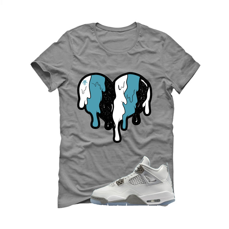 Air Jordan 4 GS Blue Chill Matching T-Shirt, Sweatshirts & Hoodies Grey T-Shirt (Heart)| illcurrency