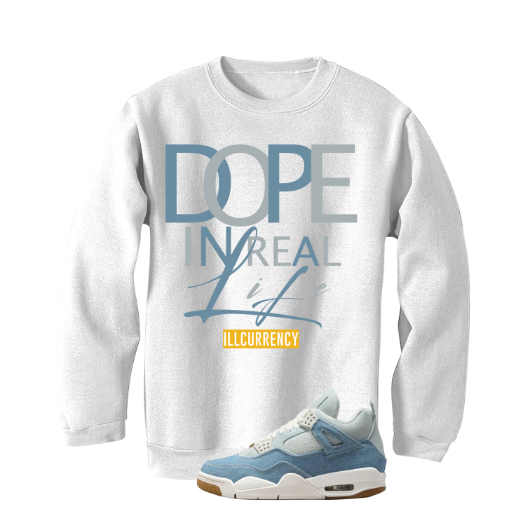 Air Jordan 4 Denim Worn Blue White T-Shirt (DOPE)| illcurrency