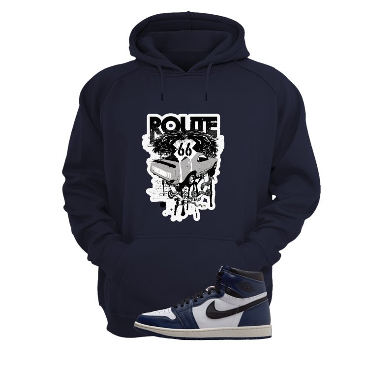 Air Jordan 1 High OG Midnight Navy Navy Blue T-Shirt (Route 66 Vintage car)| illcurrency