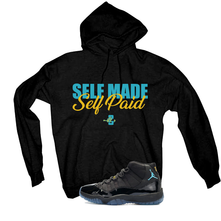 Air Jordan 11 Gamma Blue Matching T-Shirt, Sweatshirts & Hoodies Black T-Shirt (Self Made Self Paid)| illcurrency