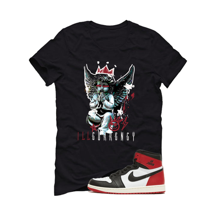 Air Jordan 1 High OG Black Toe Reimagined Black T-Shirt (Graffiti Angel)| illcurrency