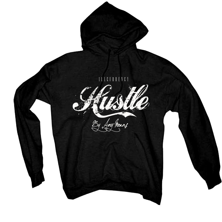 Air Jordan 4 Black Cat Matching T-Shirt, Sweatshirts & Hoodies Black T-Shirt (Hustle By Any Means)| illcurrency