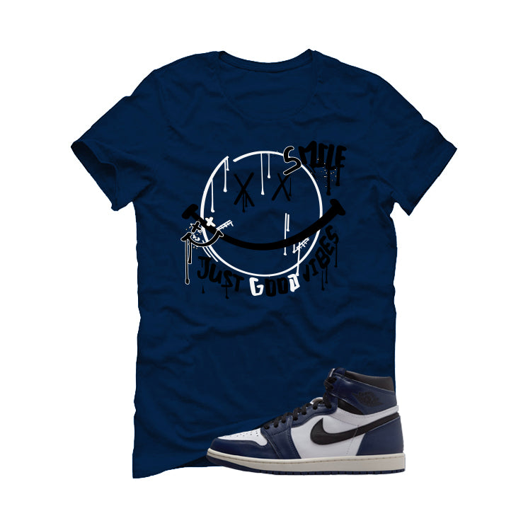 Air Jordan 1 High OG Midnight Navy Navy Blue T-Shirt (Smile)| illcurrency